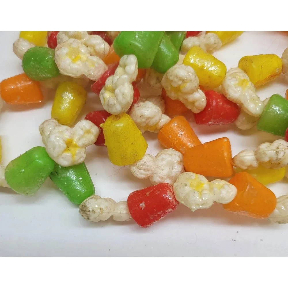 Vtg Plastic Glittered Popcorn and Gumdrop Christmas Garland (2) 8.5ft Strands